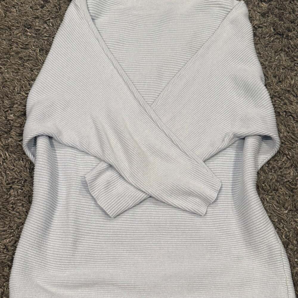 CeCe Light Blue Scoop Neck Cotton Pullover Sweater